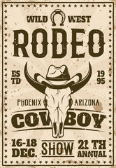 Rodeo show advertisement poster in retro style