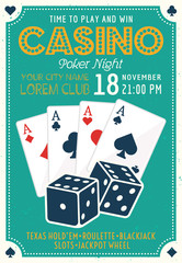 Casino and poker invitation colored poster