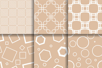 Brown geometric patterns. Collection of Seamless Textures