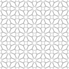 Gray geometric ornament on white background. Seamless pattern
