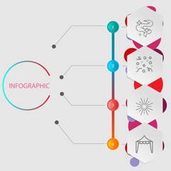 Birthday and party infographic with icon 4 step, for presentatio