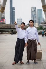 Burmese or Myanmar men in modern city