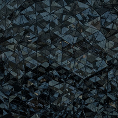 Triangular polygonal black glass shape 3D rendering