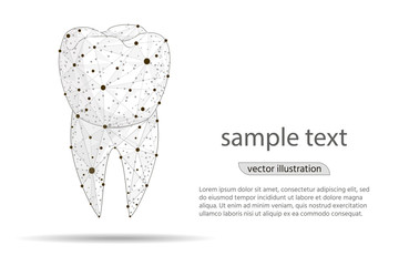 abstract design dental dental clinic, logo isolated from low poly wireframe on white background. Vector abstract polygonal image mash line and point. Digital graphics