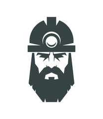 The bearded miner in a helmet logo. Collier icon