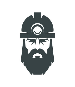 The bearded miner in a helmet logo. Collier icon