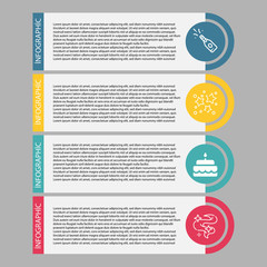 Birthday and party infographic with icon 4 step, for presentatio
