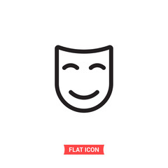 Comedy mask vector icon, theater symbol. Flat sign illustration for web or mobile app on white background