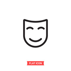 Comedy mask vector icon, theater symbol. Flat sign illustration for web or mobile app on white background