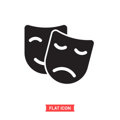 Theatre mask vector icon, comedy and drama symbol. Flat sign illustration for web or mobile app on white background