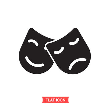 Theatre mask vector icon, comedy and drama symbol. Flat sign illustration for web or mobile app on white background