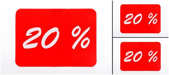 20 percent off shopping tag icon in red