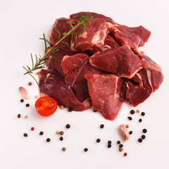 fresh lamb meat on a white background