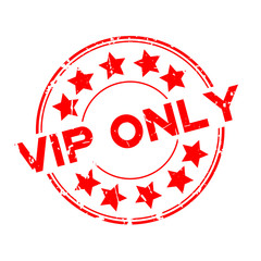 Grunge red VIP (abbreviation of very important person) only word with star icon round rubber seal stamp on white background