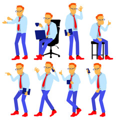Man Set Vector. Modern Gradient Colors. People In Action. Business Character. Creative Human. Isolated Flat Illustration