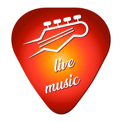 Gitarrenhals an einem Plektrum - live music logo
