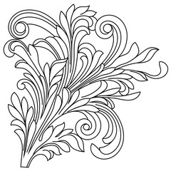 Vintage baroque ornament, corner. Retro pattern antique style acanthus. Decorative design element filigree calligraphy vector. - stock vector