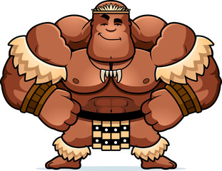Cartoon Zulu Warrior Confident
