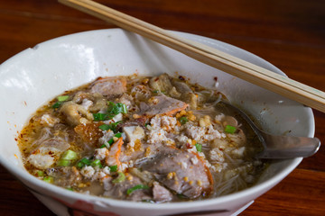 Noodles with boiled pork,Thai food