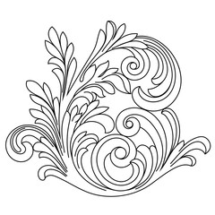 Vintage baroque ornament, corner. Retro pattern antique style acanthus. Decorative design element filigree calligraphy vector. - stock vector