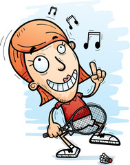 Cartoon Badminton Player Dancing