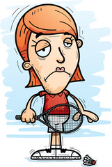 Sad Cartoon Badminton Player