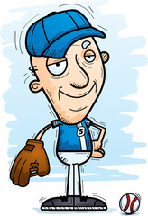 Confident Cartoon Senior Baseball Player
