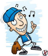 Cartoon Senior Baseball Player Dancing