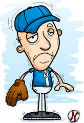 Sad Cartoon Senior Baseball Player