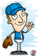 Cartoon Baseball Player Waving