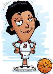 Confident Cartoon Black Basketball Player