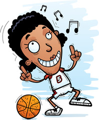 Cartoon Black Basketball Player Dancing