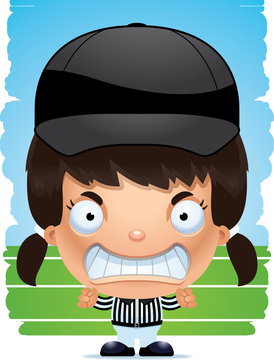 angry cartoon girl referee on football field clip art preview