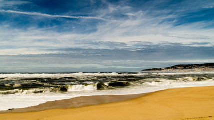 sea, beach, sky, ocean, water, clouds