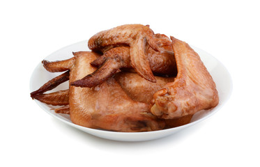 Chicken wings in a plate isolated