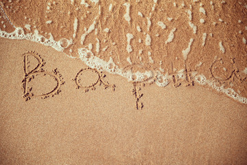 Varna writen on a beach sand