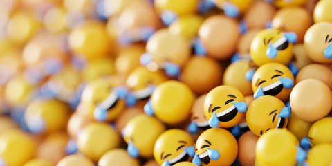 Infinite emoticons 3d rendering background, social media and communications concept