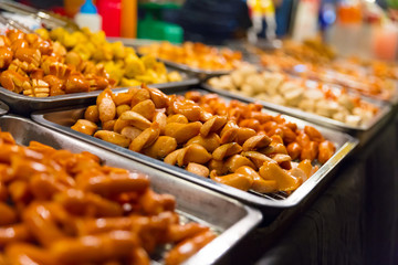 Sausages Displayed At Local Food Market