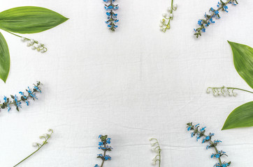 Forest and wild flowers on a white background