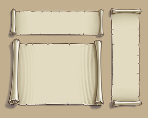 Three Engraved Cartoon Scrolls