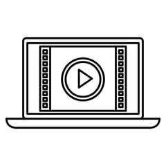 computer laptop with media player interface vector illustration design