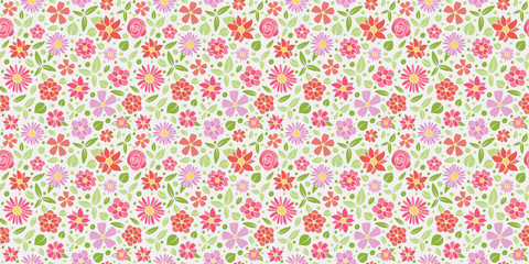 Texture with hand drawn flowers. Mother's Day, Woman's Day and Valentine's Day. Vector..