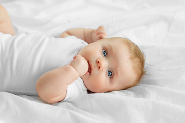 Portrait  baby on the bed