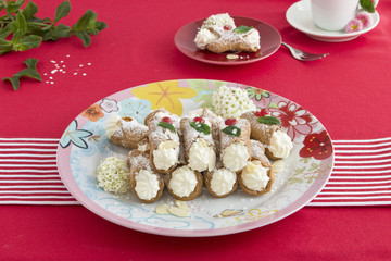 Pastry cannoli with ricotta