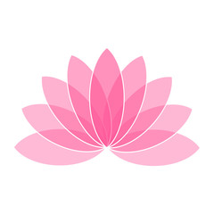 Pink Lotus Flower Icon Logo on White Background Illustration