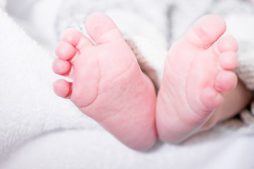 Fototapeta na wymiar closeup of newborn baby feet. Template for baby book or baby photo album