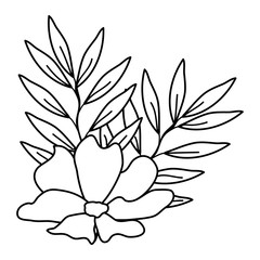 flower and leafs decorative icon vector illustration design