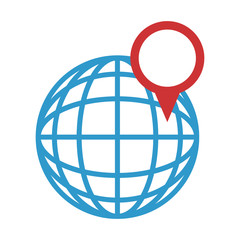 sphere planet with pin location vector illustration design