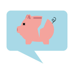 piggy savings in speech bubble vector illustration design