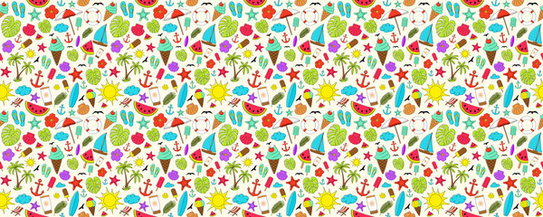 Colourful pattern with summer elements. Vector.